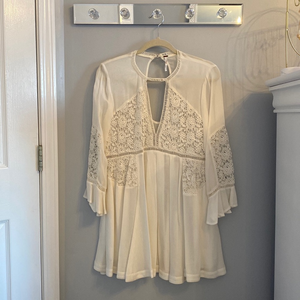 Free people ivory tunic/dress with lace detail